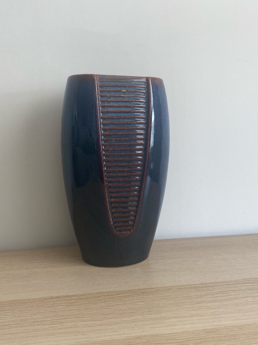 Navy and Brown Ceramic Decorative Vase